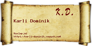 Karli Dominik névjegykártya